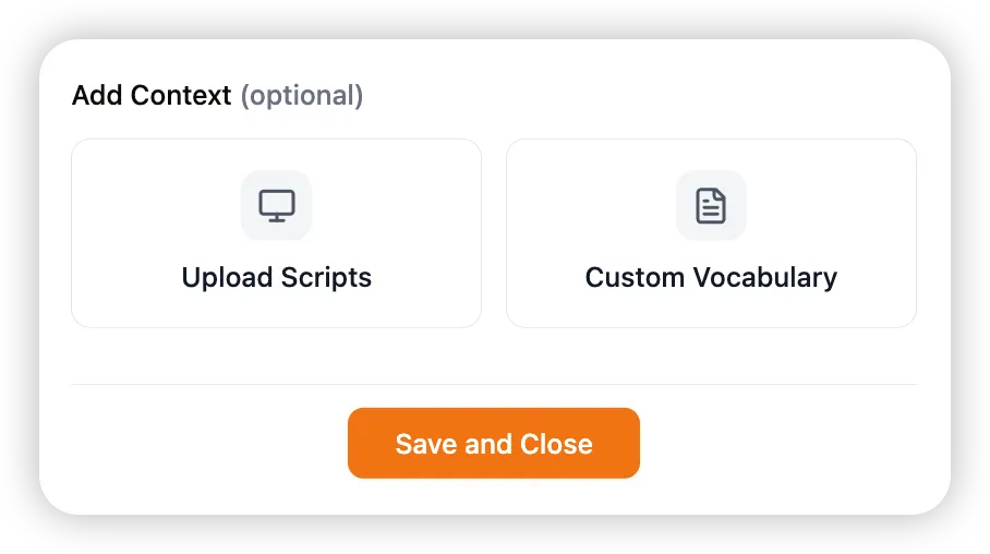 Uploading a sermon script with custom vocabulary