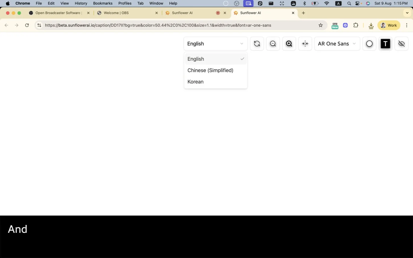 Selecting the caption language