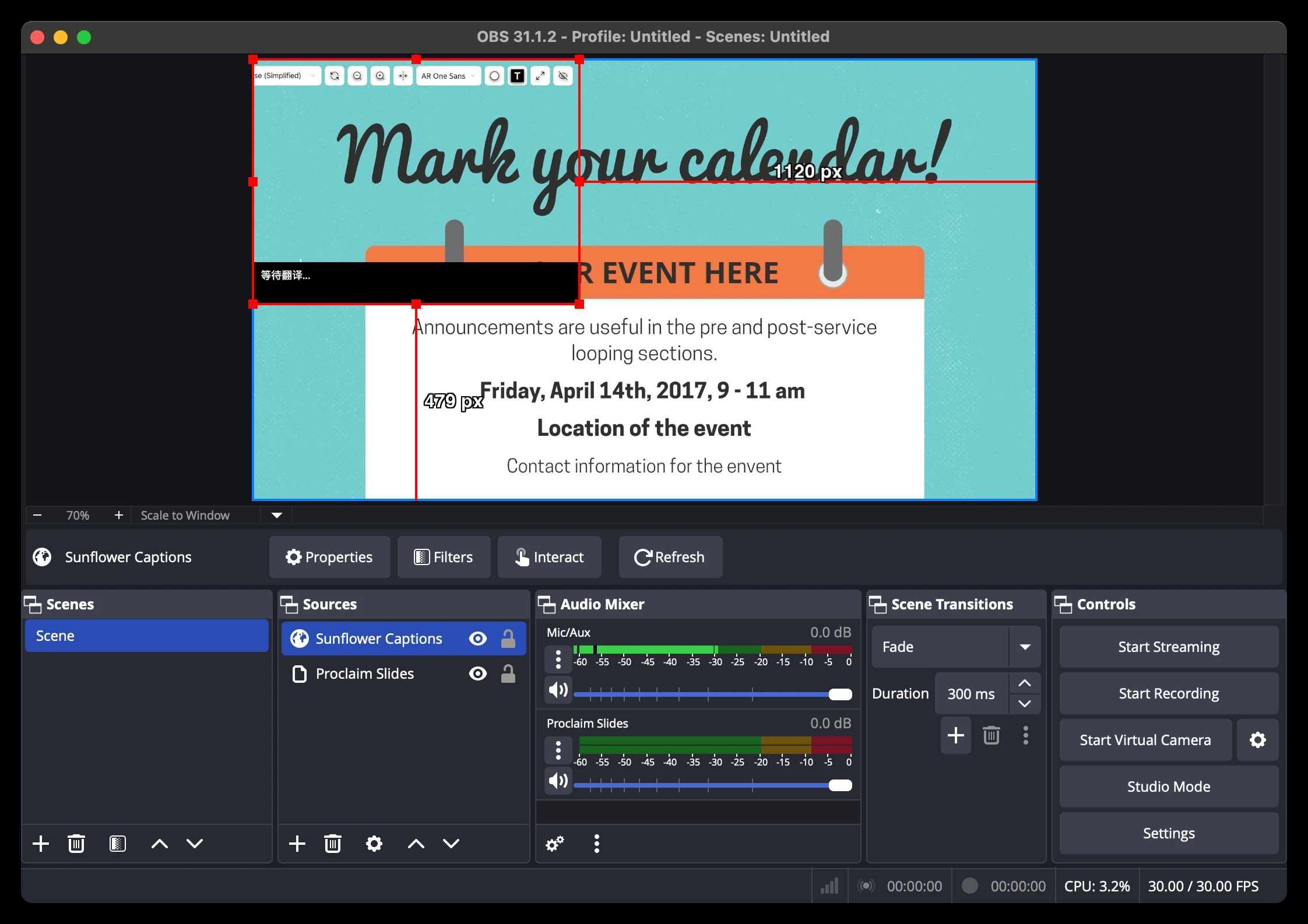 OBS preview before resizing the sources